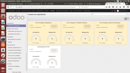 Fenêtre "opérations" d'un des logiciels de gestion de stock les plus performants : Odoo
