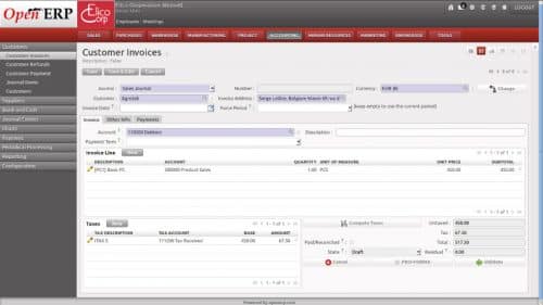 Version anglophone de l'application "Factures clients" sur l'open ORP